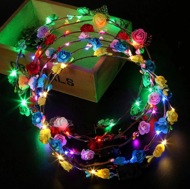 LED Luminous Flower Wreath Headband Crown for Girls Women