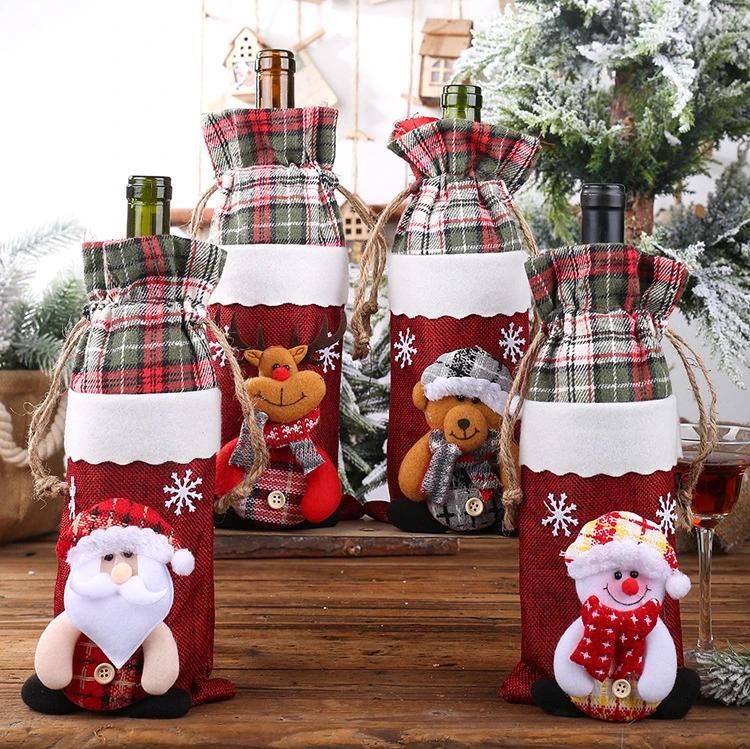 Christmas Wine Bottle Cover Decorations for Home Table Decor Xmas