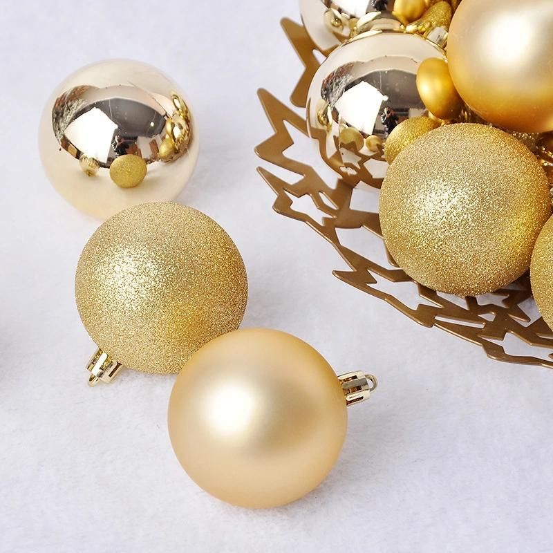 Christmas New Electroplating Plastic Ball 3cm Christmas Tree Pendant Christmas Ball Champagne Ornaments Set