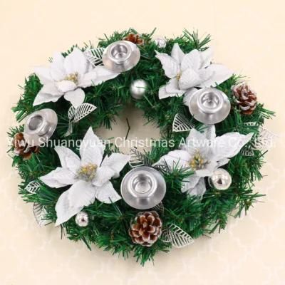2021 35cm Christmas Wreath Handmade Rattan Pendant Garland Shopping Mall Door Decoration Advent Wreath Guirnalda Navidad