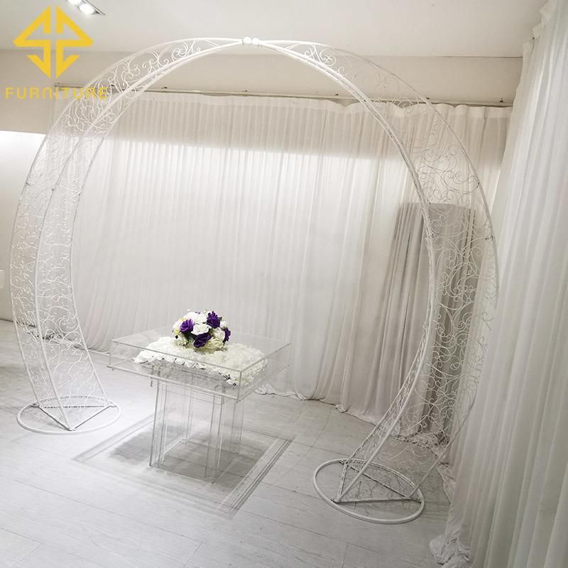 Hot Sale Metal White Iron Frame Round Wedding Backdrop for Events Party Background Wall Stand