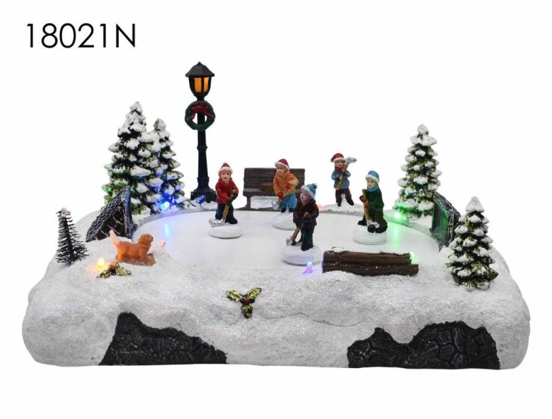 Christmas Decoration Suppliers Santa Train Station with LED Lights and Train Santa Claus Rotation Function