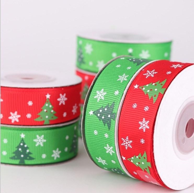 Polyester Colorful Christmas Satin Ribbon Tape for Decoration Packing 2.5cm Width 10yards Cute Ribbon