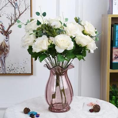 Artificial Roses Flowers Bouquet Silk Rose Bouquet for Home Office Parties Bridal and Wedding Decoration