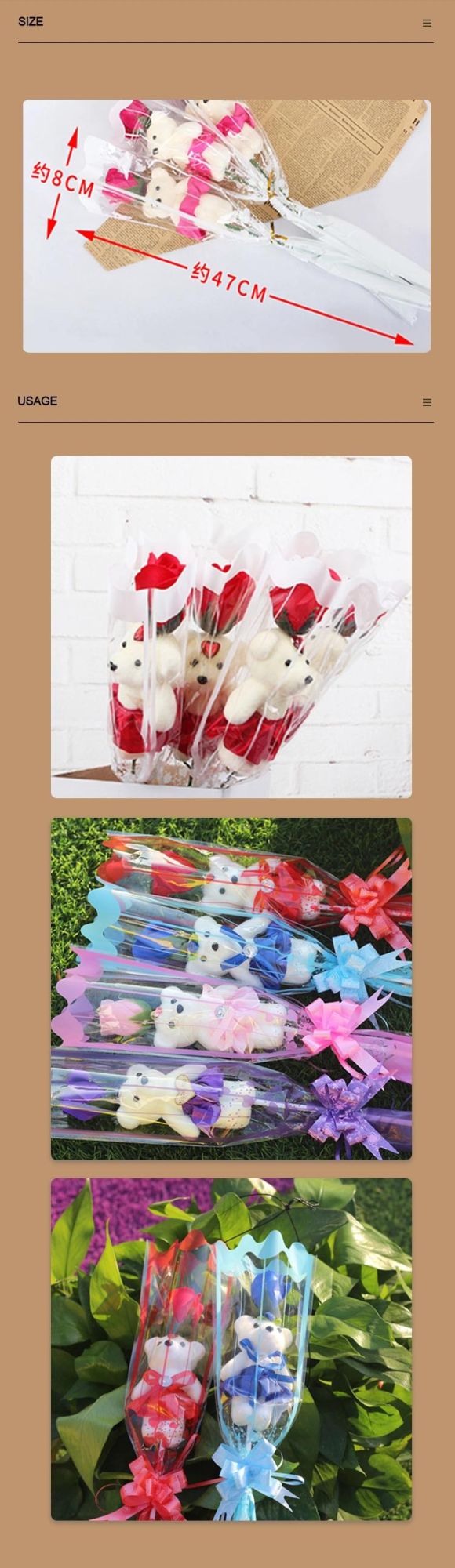 Soap Rose Bear Gift Single Rose Flower for Valentine′ S Day, Christmas, Mother′ S Day