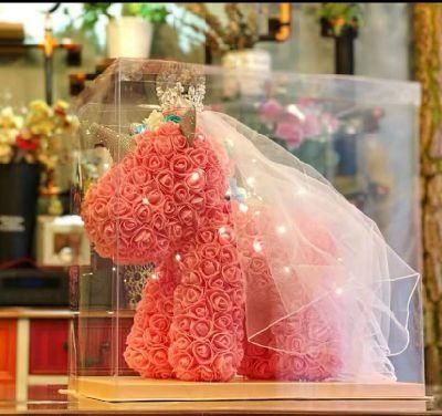 Lovely Rose Unicorn Soap Foam Artificial Flowers Rose in Gift Box Unicorn Rose Bear for Girl Wedding Valentine Day Gifts