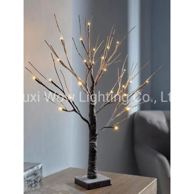 LED Twig Christmas Tree with Snow Effect Decoration- Brown/Warm White