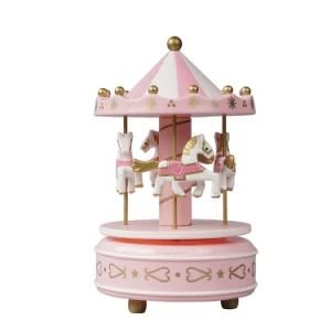 Wholesale Illuminated Christmas Carrossel Decor, Rotating Round Merry Go Carousel Music Box for Kid Gift