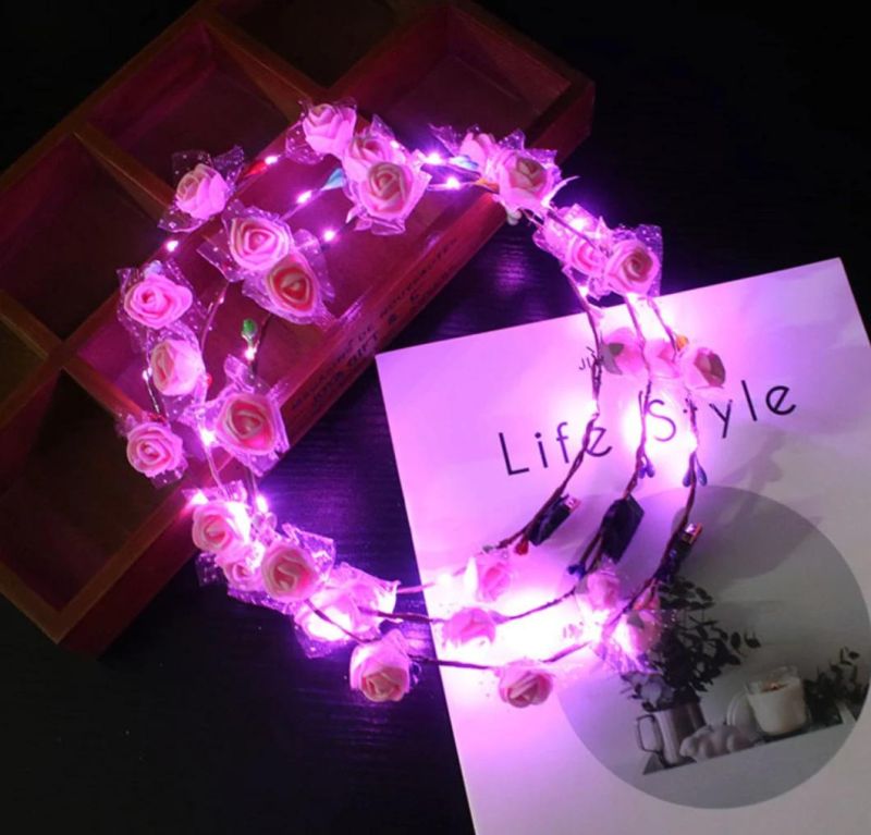 LED Luminous Flower Wreath Headband Crown for Girls Women