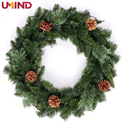 Yh1982 Christmas Wreath with Pine Cones Christmas Garland Christmas Party Supplies