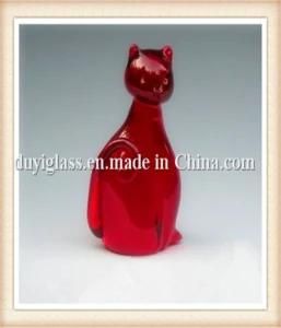 Animal Red Cat Glass Craft for Display