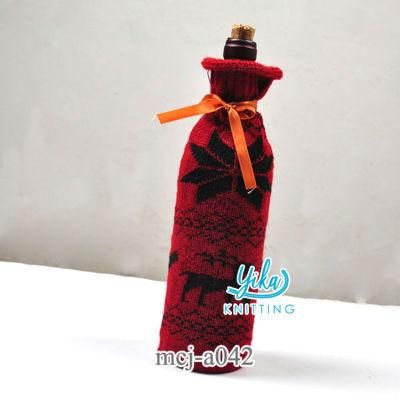 Knit Christmas Liquor Bottle Sleeve Cover Reindeer Snowflake