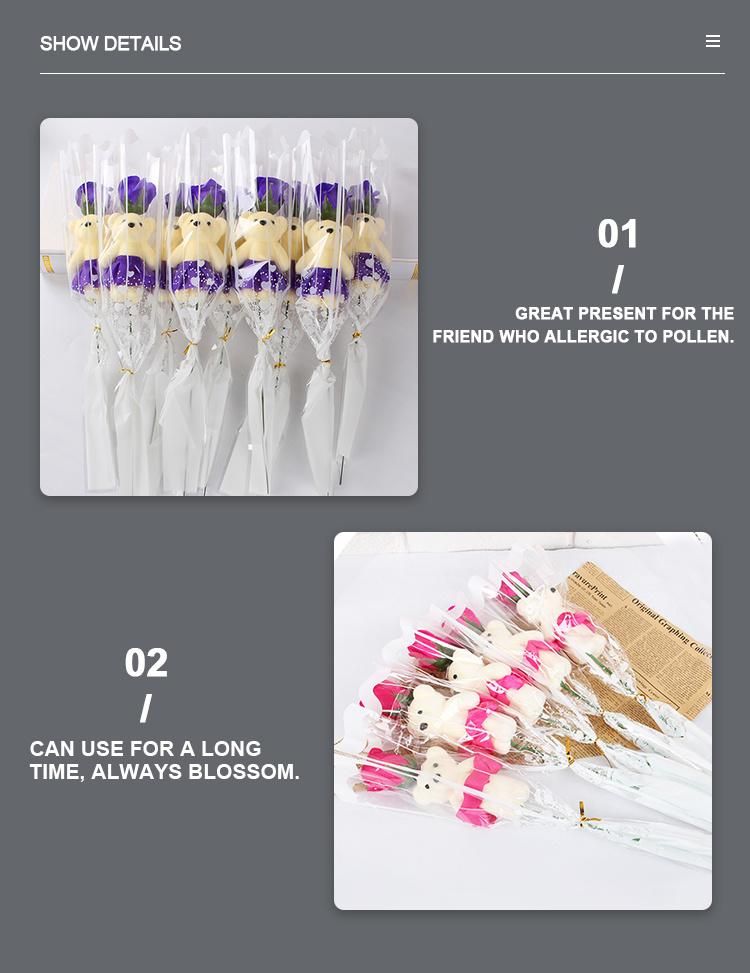 Cheaper Soap Flower Bouquet Gift with Teddy Bear for Christmas, Valentine′s Day, Mother′s Day Gifts