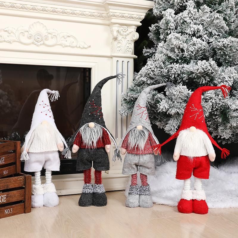 Christmas Decorations Retractable Faceless Doll Pointy Hat Standing Figurine Window Set Props