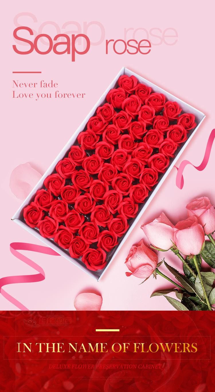 Three Rose Soap Flower Flower Head Simulation Spray Roses Valentine′s Day Flowers Are 3 Layers of Soap Base, Three Rose Champagne