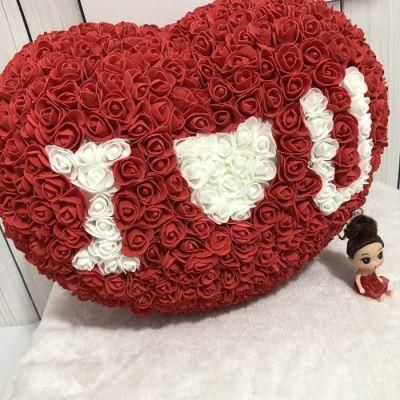 Artificial Rose Buds Foam Flower Heart Shaped Gift Box with Floral Foam