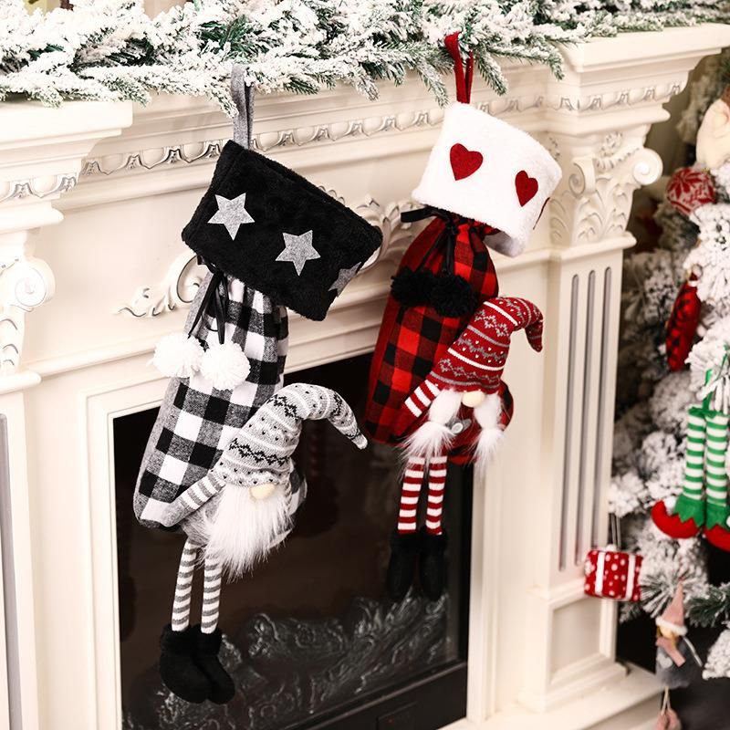 New Red and Black Gingham Christmas Stockings, Christmas Decorations, Gift Bags and Decorations