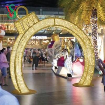 Outdoor Commercial 3D Christmas Decorative Golden Arch Motif Lights
