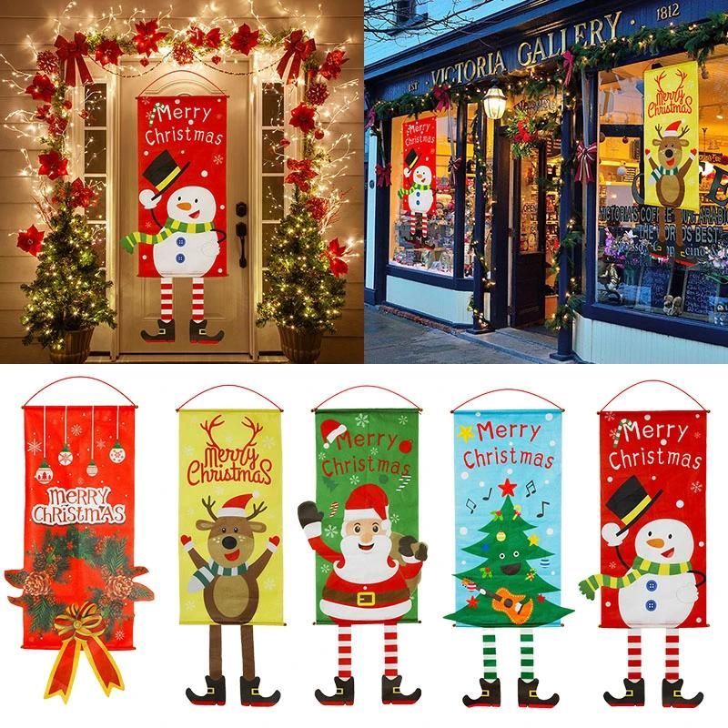 Christmas Porch Door Banner Hanging Ornament Christmas Decoration Home Xmas