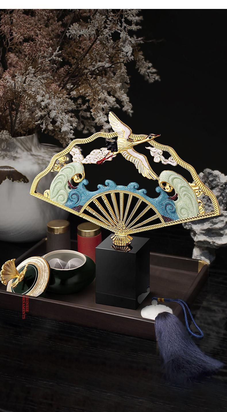 Chinese New Year Gift 2022 Decorative Fan Living Room Tables Decor Zinc Alloy Product Accessories