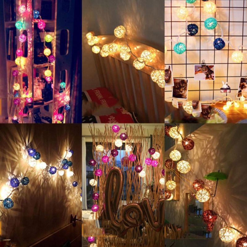 LED Gold Pink White Colorful Cotton Balls String Lights