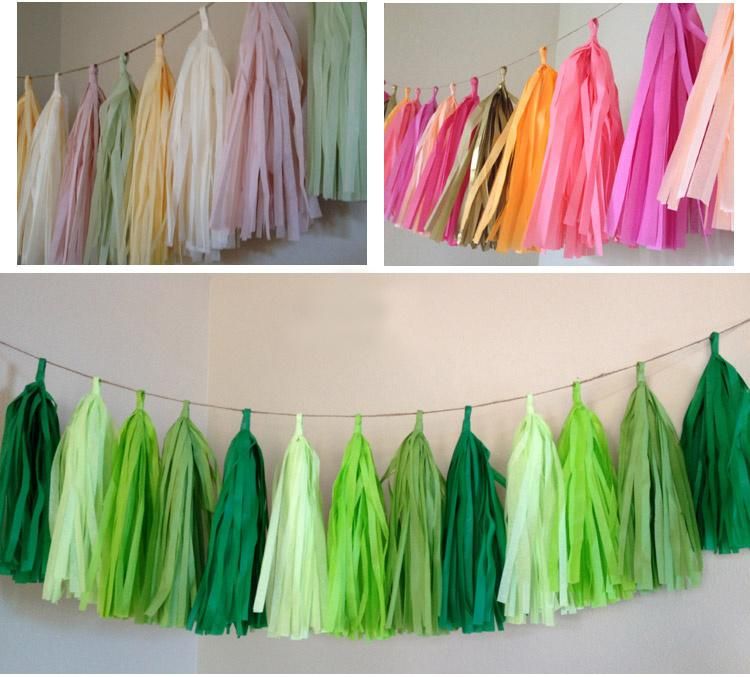 Colorful Tissue Tassel Garland for Party or Wedding Decoration