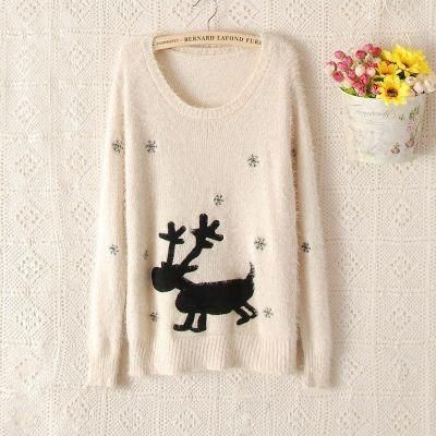 White Black Deer Christmas Sweater
