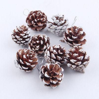 Christmas Tree Pendant Paint White Natural Pine Cones