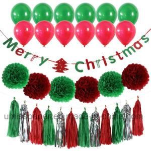 Umiss Christmas Decorations Party Supply with Paper Banner POM Poms Tassels