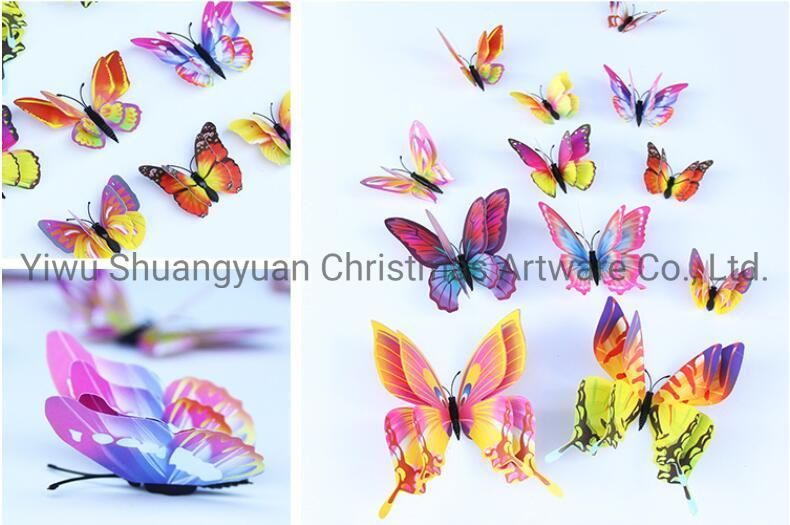 Artificial Christmas 3D Butterfly Decoration with Bowknot Angel Heart Star Bell Supplies Ornament Craft Gifts for Holiday Wedding Party