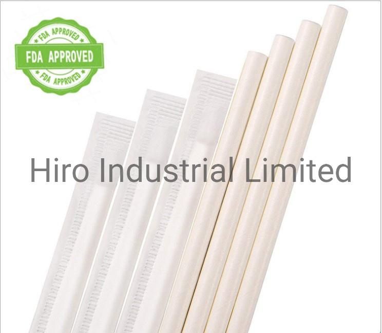 6*197mm Biodegradable Disposable Wrapped Paper Drinking Straws