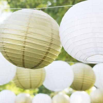 Chinese Round Hanging LED White Paper Lantern for Wedding Party