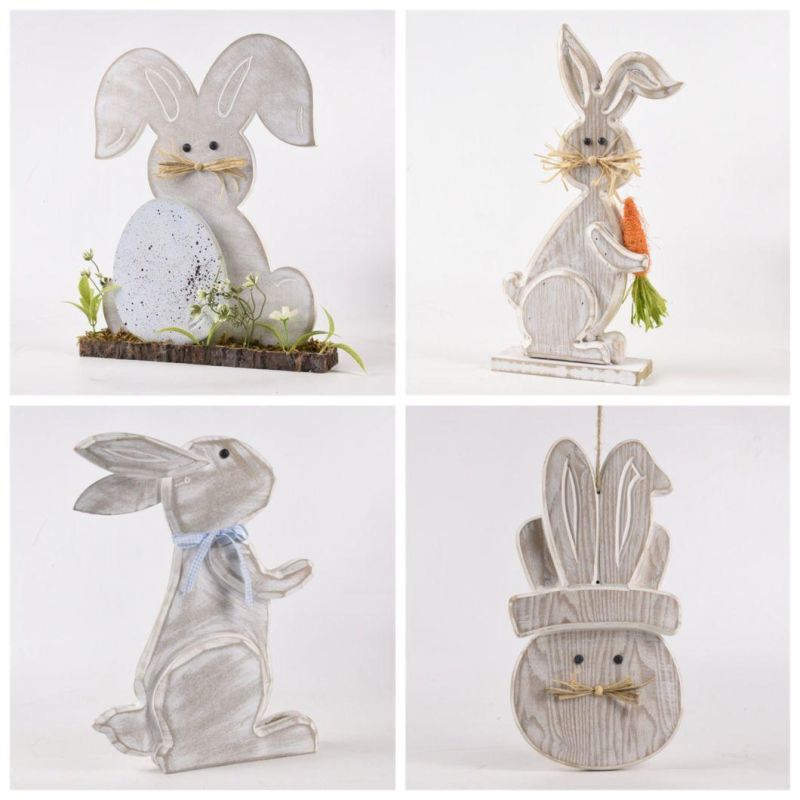 New Design Factory Ornaments Handmade Wooden Easter Bunny Decoration