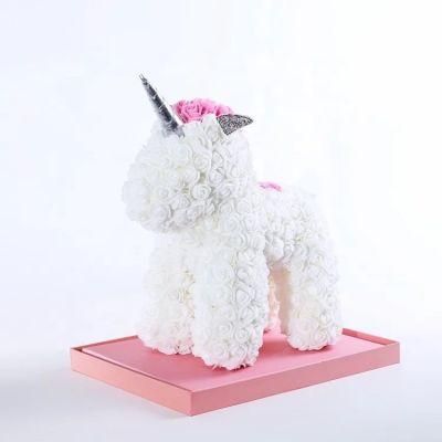Valentine&prime;s Day Gift Artificial Foam Rose Flower Teddy Bear Rose Unicorn