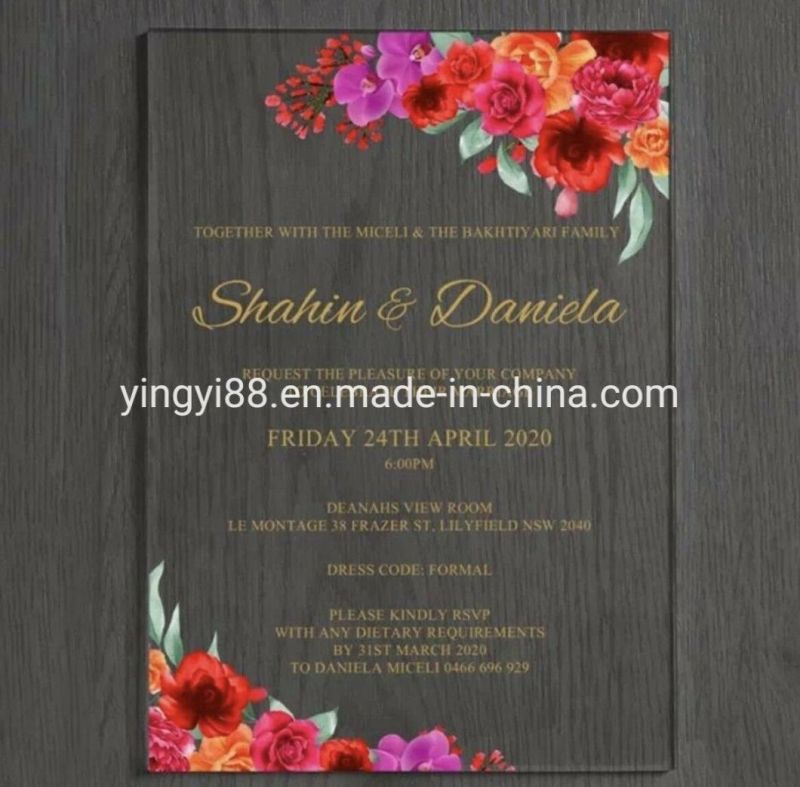 High Quality Acrylic Wedding Invitation Cards