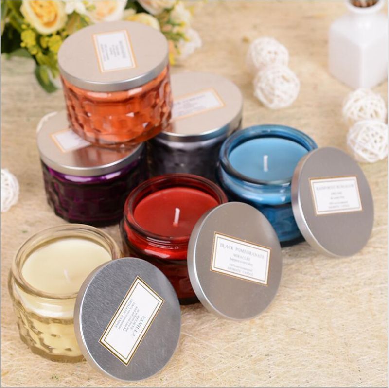 Glass Candle Jar Printed Empty Glass Candle Jar Metal Lid Glass Candle Jar for Candle Making