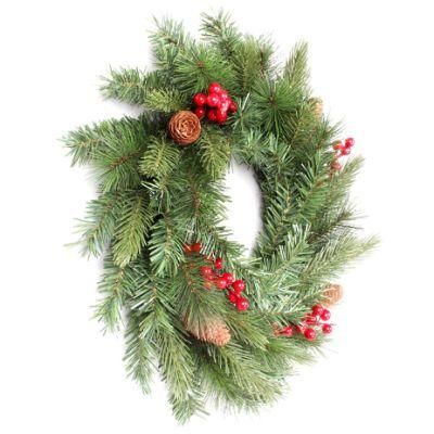Yh2015 Artificial Green Wholesale Pve Decorated Christmas Wreath