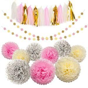 Umiss Party Decoration with Tissue POM Poms Paper Flowers Tassel Paper Garland