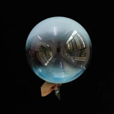 18in 22in Transparent Crystal Double Color Gradient Blue Pink Orange Green Bobo Balloon
