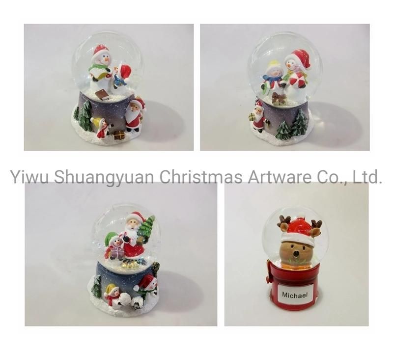 Christmas Snow Globe with LED Decor for Holiday Wedding Party Decoration Supplies Hook Ornament Craft Gifts