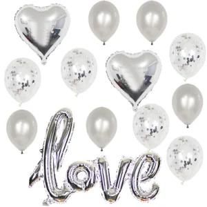 Silver Heart Foil Balloons Helium Balloon Birthday Party Decorations