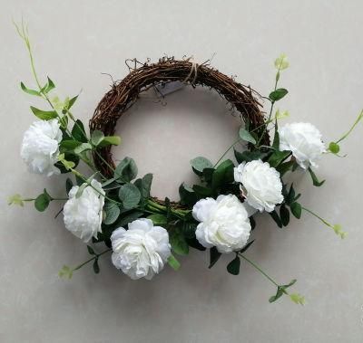 OEM Artificial Rose Flower Wreath Welcome Home Furnishing Decoration Wreath