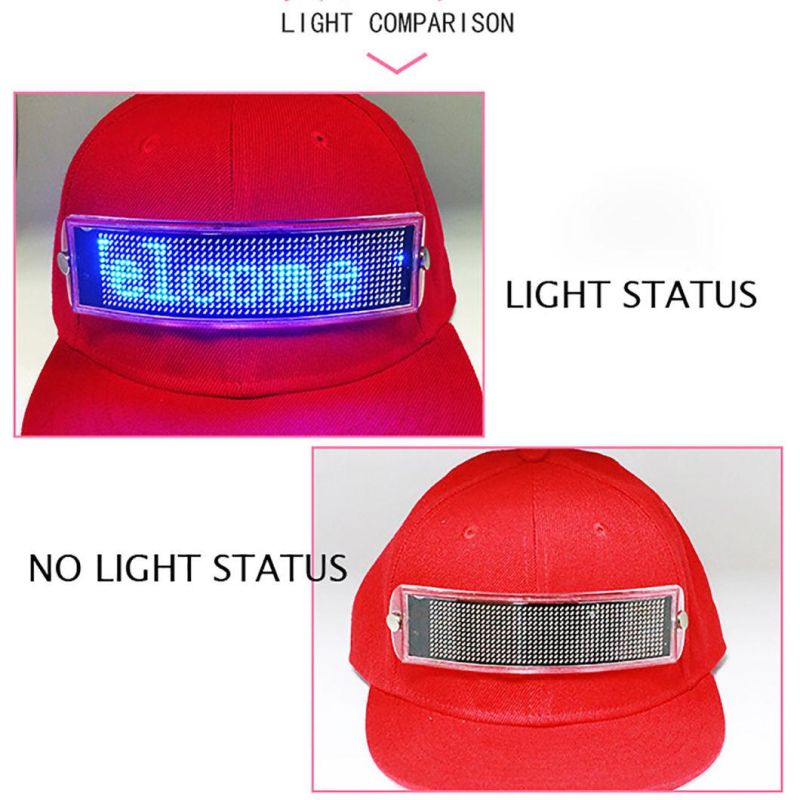 LED Display Flashing Hats Display Screen Advertising Cap Glowing Gifts LED Lights Cap for See a Friend Block out The Sun Window Shopping at Night