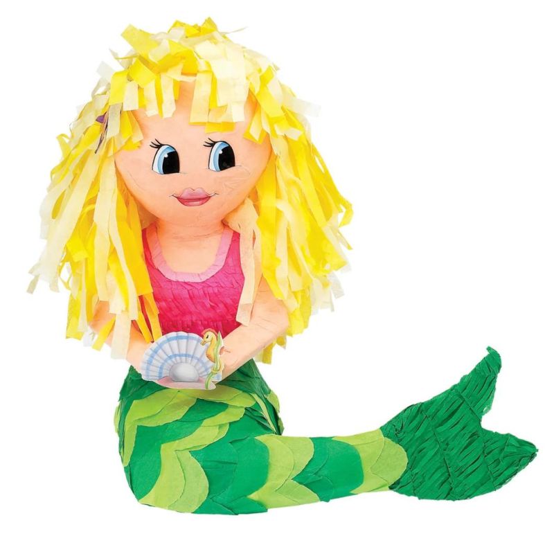 Birthday Party Supplies Photo Props Paper Pinata for Candy or Toys Cute Colorful Mermaid Pinata for Girls Birthday