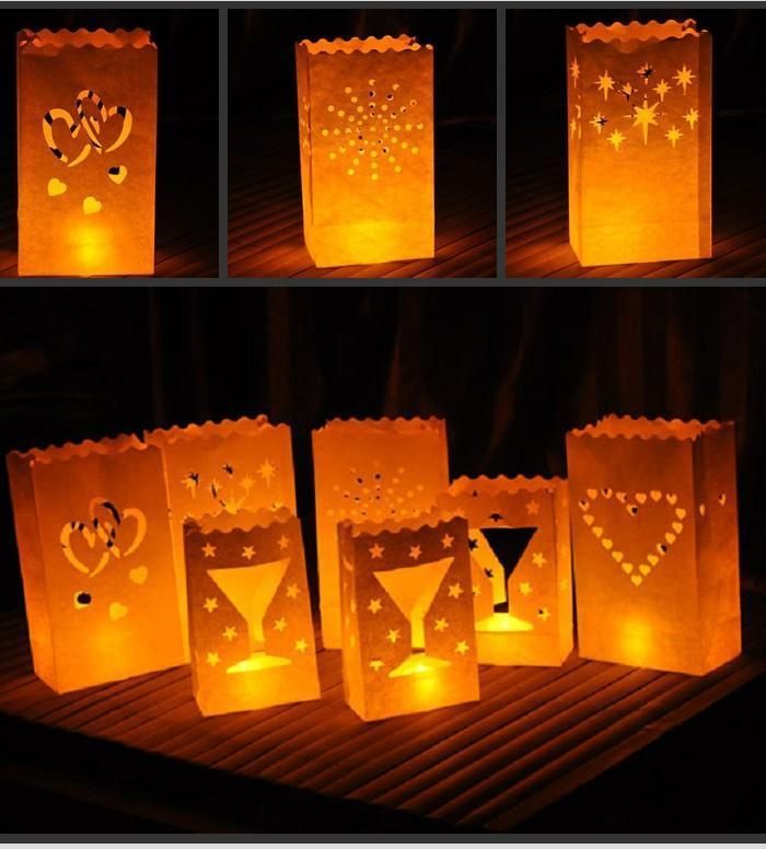 White Candle Bags Paper Lanterns for Wedding Valentine′s Day Decoration