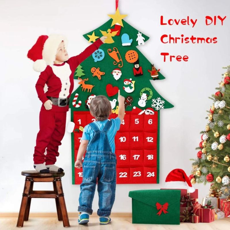 DIY Felt Christmas Tree with 24PCS Xmas Ornaments 3.3FT Christmas Gift