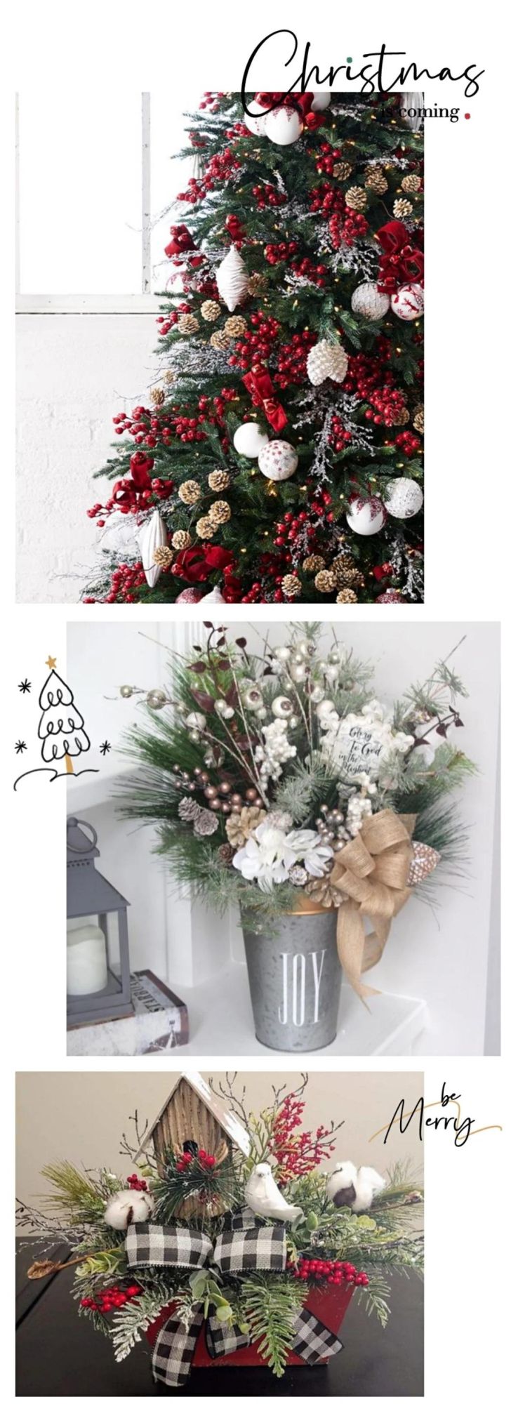 Artificial Flower 20cm Christmas Pick with Pine Cone and White Berries