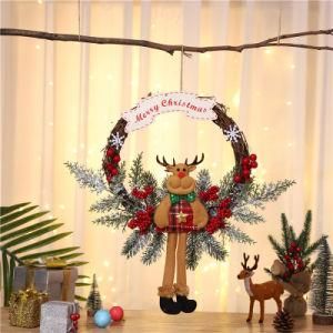 Christmas Decorations Garland of Santa Claus Cartoon Doll Door Hanging English Letters Vine Wreath
