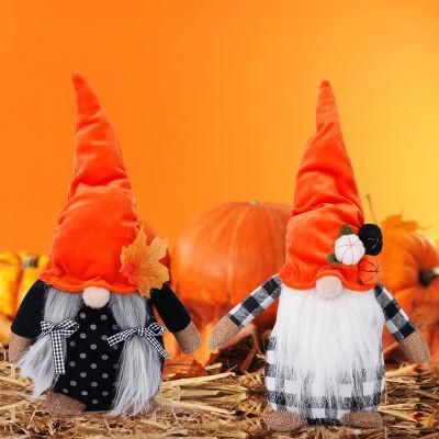 Faceless Dolls Thanksgiving Gifts Harvest Festival Dwarf Father Halloween Cross-Border New Pumpkin Maple Leaf Doll Decoration