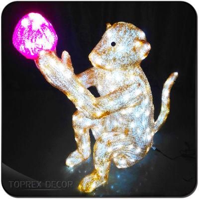 Quality Customizable Motif 3D Acrylic Festival Huge Animation Monkey Light for Christmas